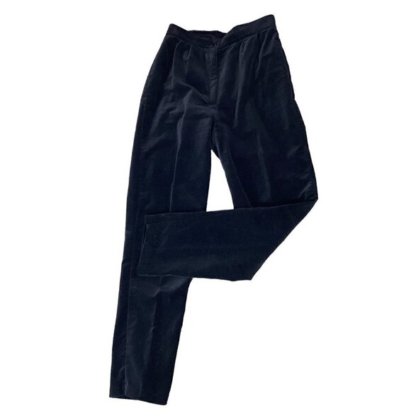 VTG Black Velvet Trouser Pants 80% Wool 20% Nylon by Panther Jr Sz 9 #10S - Picture 1 of 7